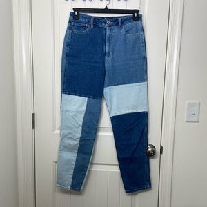 NWOT Hollister women’s ultra high rise mom jean colorblock vintage stretch denim